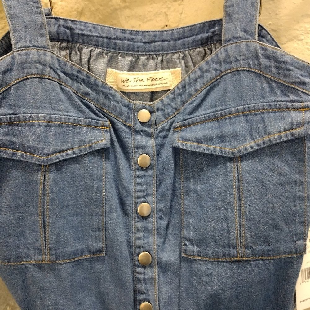 Denim cropped button down vest